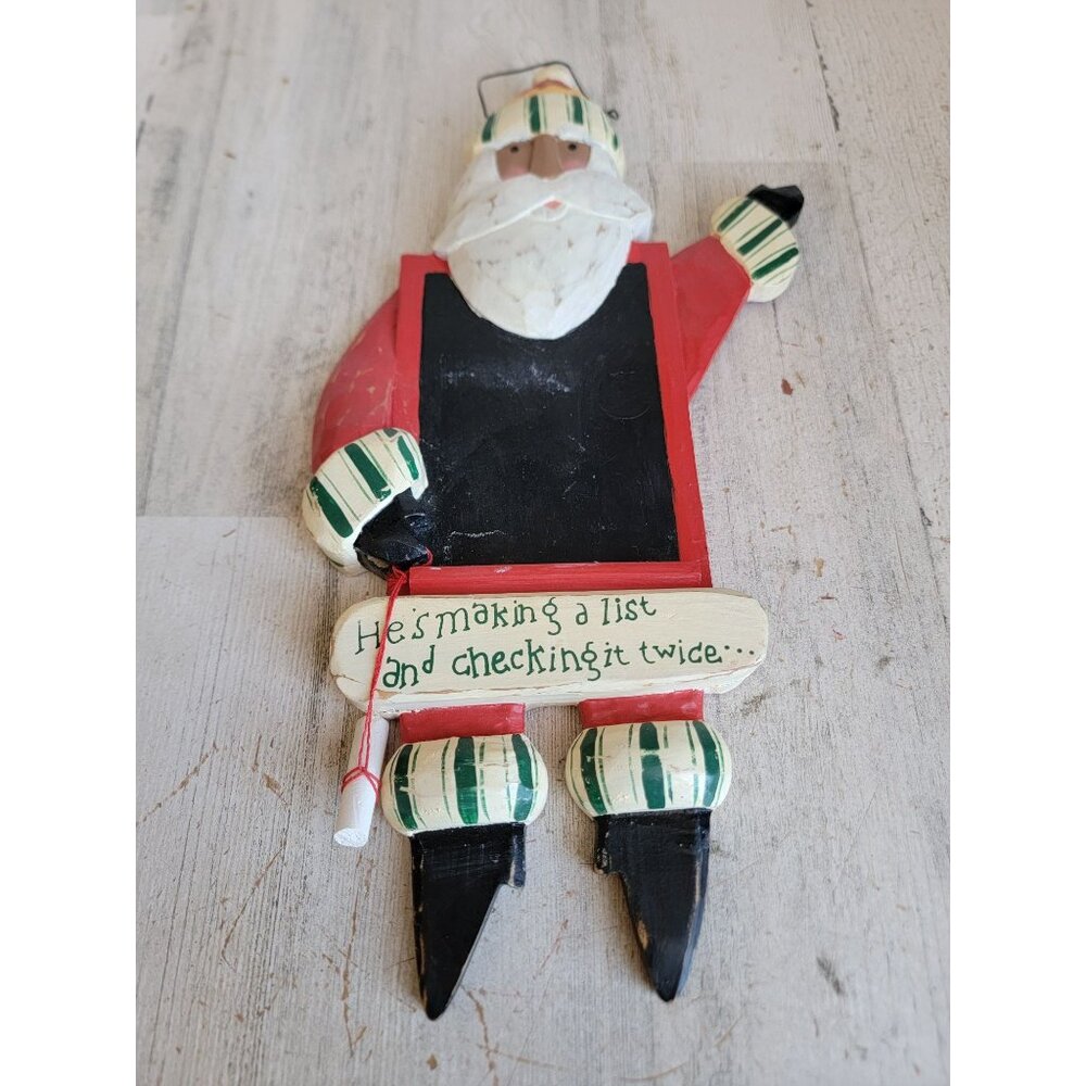 Vintage‎ making a list checking it twice chalkboard Santa hanging Xmas sign